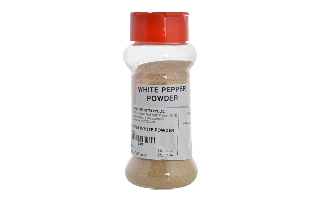 Brown Tree White Pepper Powder    Plastic Bottle  50 grams
